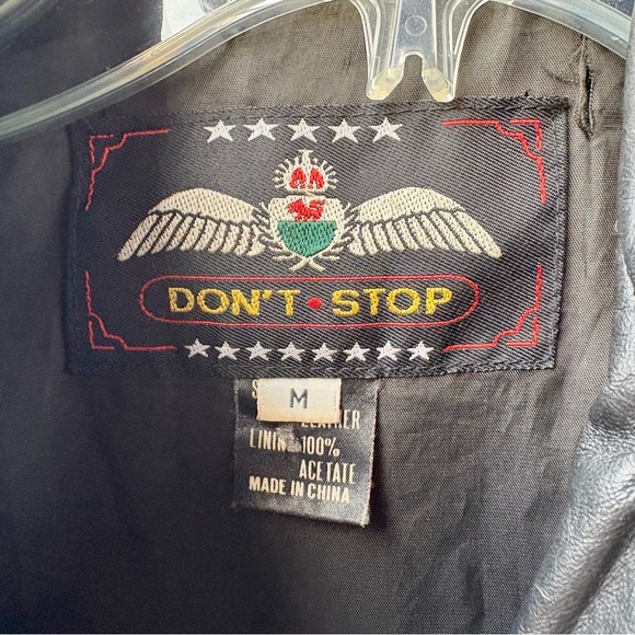 Don’t Stop Vintage Cropped Black Leather Jacket with Fringe Fringes Size S - Picture 5 of 10